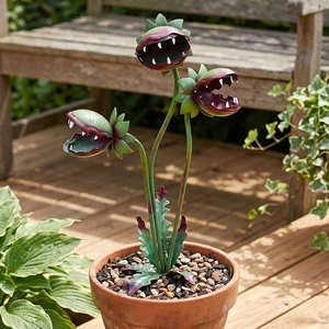25 Inch Metal Venus Flytrap Garden Stake Outdoor Flower Yard Art 25 Inch Metal Venus Flytrap Garden Stake Outdoor Flower Yard Art