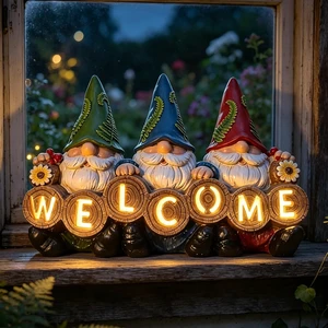 Solar Light-Up Welcome Gnome Garden Statue Waterproof Resin Outdoor Figurine for Patio, Yard, Porch & Balcony, Gift for Women & Grandma Solar Light-Up Welcome Gnome Garden Statue Waterproof Resin Outdoor Figurine for Patio, Yard, Porch & Balcony, Gift for Women & Grandma