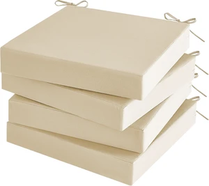 Set of 4, 19" x 19" x 3" Waterproof Outdoor Chair Cushions with Handle & Ties 3 Year Color Fastness Patio Seat Pads for Sofa & Couch, Beige Set of 4, 19" x 19" x 3" Waterproof Outdoor Chair Cushions with Handle & Ties 3 Year Color Fastness Patio Seat Pads for Sofa & Couch, Beige