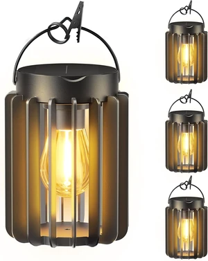 4 Pack Black Retro Solar Lanterns Waterproof Hanging Outdoor Lights 4 Pack Black Retro Solar Lanterns Waterproof Hanging Outdoor Lights