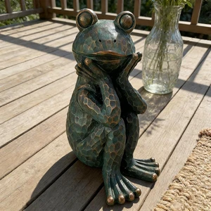 10" H Verdigris Green Meditation Frog Lawn & Garden Statue 10" H Verdigris Green Meditation Frog Lawn & Garden Statue