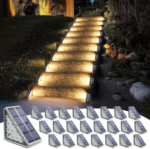 24 Pack IP67 Waterproof Solar Step Lights Auto On/Off Warm White Stair Lights for Patio, Yard, Porch, Front Door, Sidewalk & Deck Decor 24 Pack IP67 Waterproof Solar Step Lights Auto On/Off Warm White Stair Lights for Patio, Yard, Porch, Front Door, Sidewalk & Deck Decor