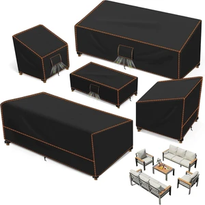 5 Piece XXX-Large Waterproof Patio Furniture Set Cover, Black 5 Piece XXX-Large Waterproof Patio Furniture Set Cover, Black