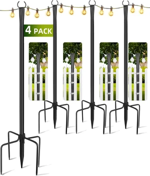 4 Pack 10 Ft Adjustable String Light Poles for Outdoors 4 Pack 10 Ft Adjustable String Light Poles for Outdoors