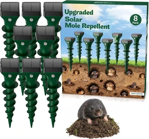 8 Pack Solar Powered Mole Repellent for Lawns & Gardens 8 Pack Solar Powered Mole Repellent for Lawns & Gardens