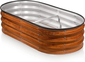 4×2×1 Ft Galvanized Raised Garden Bed Large Outdoor Metal Planter Box for Vegetables, Flowers & Gardening (Dark Wood Grain) 4×2×1 Ft Galvanized Raised Garden Bed Large Outdoor Metal Planter Box for Vegetables, Flowers & Gardening (Dark Wood Grain)