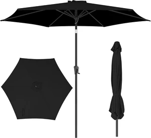 9 Ft Black Outdoor Patio Umbrella with Push Button Tilt 9 Ft Black Outdoor Patio Umbrella with Push Button Tilt