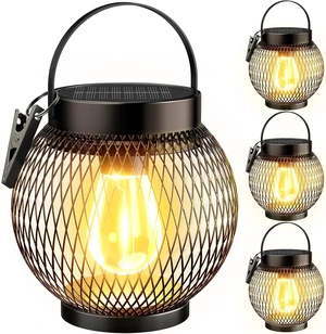 4 Pack Waterproof Metal Solar Lanterns Hanging Outdoor Lights 4 Pack Waterproof Metal Solar Lanterns Hanging Outdoor Lights