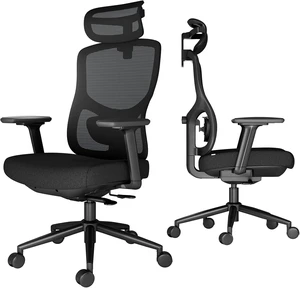 High Back Ergonomic Office Chair with Breathable Mesh Back & Thick Seat Cushion 4D Armrests, 3D Headrest, Adjustable Lumbar & Seat Depth with Tilt Lock (Black) High Back Ergonomic Office Chair with Breathable Mesh Back & Thick Seat Cushion 4D Armrests, 3D Headrest, Adjustable Lumbar & Seat Depth with Tilt Lock (Black)