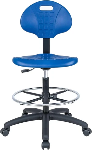 Blue Ergonomic Polyurethane Drafting Stool Easy to Clean, Quick Ship, Seat Height Adjustable (23"-33") with Heavy Duty Footring for Home, Automotive, Lab & Cleanroom (Blue) Blue Ergonomic Polyurethane Drafting Stool Easy to Clean, Quick Ship, Seat Height Adjustable (23"-33") with Heavy Duty Footring for Home, Automotive, Lab & Cleanroom (Blue)