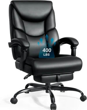 400 Lbs Reclining Office Chair with Foot Rest Big & Tall High Back PU Leather Chair with Lumbar Support & Spring Cushion for Home Office 400 Lbs Reclining Office Chair with Foot Rest Big & Tall High Back PU Leather Chair with Lumbar Support & Spring Cushion for Home Office