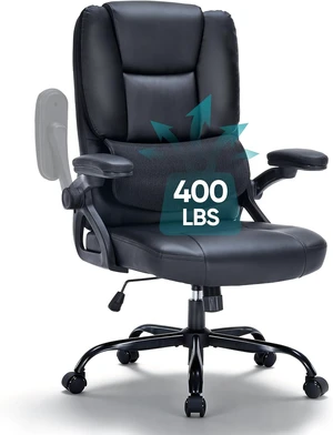 Executive Office Chair with Comfortable Lumbar Support 3-Way Adjustable Flip-Up Armrests, High Back Comfy PU Leather Swivel Managerial Desk Chair for Home Office Executive Office Chair with Comfortable Lumbar Support 3-Way Adjustable Flip-Up Armrests, High Back Comfy PU Leather Swivel Managerial Desk Chair for Home Office