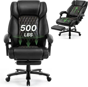 500 Lbs Executive Office Chair with Footrest & Adjustable Lumbar Support 500 Lbs Executive Office Chair with Footrest & Adjustable Lumbar Support