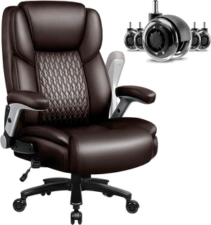 600 Lbs Big & Tall Office Chair Ergonomic High Back XL Executive Desk Chair with Adjustable Lumbar & Flip-Up Armrests, PU Leather, Brown 600 Lbs Big & Tall Office Chair Ergonomic High Back XL Executive Desk Chair with Adjustable Lumbar & Flip-Up Armrests, PU Leather, Brown