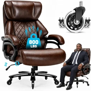800 Lbs Heavy Duty Executive Office Chair Adjustable Lumbar Support, Extra Wide Seat & Quiet Rubber Wheels for Heavy People 800 Lbs Heavy Duty Executive Office Chair Adjustable Lumbar Support, Extra Wide Seat & Quiet Rubber Wheels for Heavy People