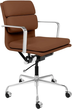 SOHO II Padded Management Office Chair Mid Back Faux Leather Desk Chair with Armrest & Swivel, Brown SOHO II Padded Management Office Chair Mid Back Faux Leather Desk Chair with Armrest & Swivel, Brown
