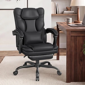 Black Ergonomic Executive Office Chair with Foot Rest Computer Desk Chair Black Ergonomic Executive Office Chair with Foot Rest Computer Desk Chair