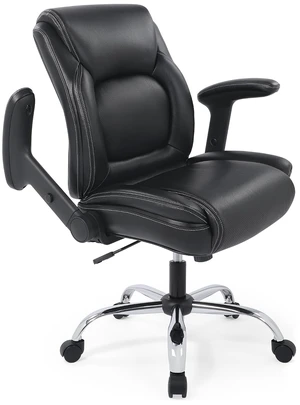 Heavy Duty Ergonomic Mid-Back Bonded Leather Office Chair Adjustable Height/Tilt, Comfortable Swivel Task Stool with Functional Arms, Black Heavy Duty Ergonomic Mid-Back Bonded Leather Office Chair Adjustable Height/Tilt, Comfortable Swivel Task Stool with Functional Arms, Black