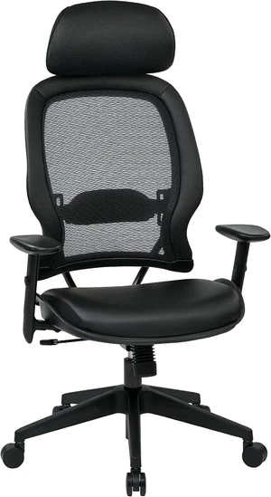Executive Chair with Adjustable Headrest Professional AirGrid Back & Padded Black Eco Leather Seat, 2-to-1 Synchro Tilt Control, Adjustable Arms, Tilt Tension & Nylon Base Executive Chair with Adjustable Headrest Professional AirGrid Back & Padded Black Eco Leather Seat, 2-to-1 Synchro Tilt Control, Adjustable Arms, Tilt Tension & Nylon Base