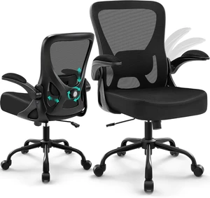 Ergonomic High Back Office Chair Breathable Mesh Desk Chair with Adjustable Lumbar Support & Flip-Up Armrests, Rolling Swivel for Home Office Gaming Ergonomic High Back Office Chair Breathable Mesh Desk Chair with Adjustable Lumbar Support & Flip-Up Armrests, Rolling Swivel for Home Office Gaming