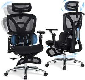 Ergonomic Office Chair 400lbs High Back Mesh Desk Chair with 6D Armrests, 3D Headrest, Adjustable Lumbar Support, Seat Depth Adjustment, Tilt Lock, Metal Base & PU Wheels, Black Ergonomic Office Chair 400lbs High Back Mesh Desk Chair with 6D Armrests, 3D Headrest, Adjustable Lumbar Support, Seat Depth Adjustment, Tilt Lock, Metal Base & PU Wheels, Black