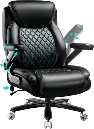 Large Heavy Duty Office Chair with 5D Flip Arms Comfy Big & Tall Executive Desk Chair with Pocket Spring Cushion, High Back & Lumbar Support, Dual Rubber Wheel Large Heavy Duty Office Chair with 5D Flip Arms Comfy Big & Tall Executive Desk Chair with Pocket Spring Cushion, High Back & Lumbar Support, Dual Rubber Wheel