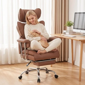 Comfortable Executive Office Chair, Ergonomic Desk Chair with Footrest, Brown Comfortable Executive Office Chair, Ergonomic Desk Chair with Footrest, Brown