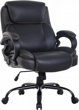 400lbs Big & Tall Heavy Duty Office Chair Wide Seat Ergonomic Computer Desk Chair with Arms, Lumbar Support, High Back PU Leather, for Back Pain, Black 400lbs Big & Tall Heavy Duty Office Chair Wide Seat Ergonomic Computer Desk Chair with Arms, Lumbar Support, High Back PU Leather, for Back Pain, Black