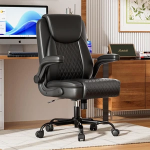 Mid-Back Comfortable Office Chair with Flip-Up Arms, Black Mid-Back Comfortable Office Chair with Flip-Up Arms, Black