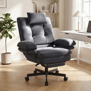 Criss Cross Office Chair with Flip-Up Armrests & Headrest 135° Reclining Swivel Velvet Chair with Wheels & Foot Rest, Big & Tall Cloud Design, Gray Criss Cross Office Chair with Flip-Up Armrests & Headrest 135° Reclining Swivel Velvet Chair with Wheels & Foot Rest, Big & Tall Cloud Design, Gray