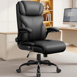 Computer Desk Chair with Adjustable Flip-Up Armrests, Black Computer Desk Chair with Adjustable Flip-Up Armrests, Black