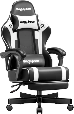Video Gaming Chair for Adults with Footrest, Ergonomic PC Chair, Jet Black Video Gaming Chair for Adults with Footrest, Ergonomic PC Chair, Jet Black