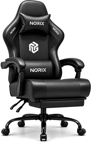 Ergonomic Video Gaming Chair for Adults with Footrest, Computer Chair, Black Ergonomic Video Gaming Chair for Adults with Footrest, Computer Chair, Black