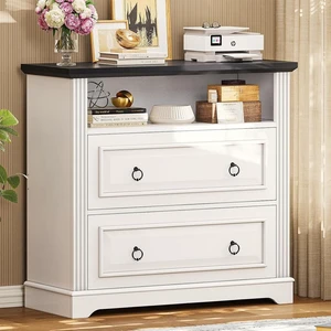 2 Drawer Farmhouse File Cabinet Wood Lateral Filing Cabinet with Printer Stand & Storage Shelf, Fits Letter/Legal/A4 Size, White 2 Drawer Farmhouse File Cabinet Wood Lateral Filing Cabinet with Printer Stand & Storage Shelf, Fits Letter/Legal/A4 Size, White