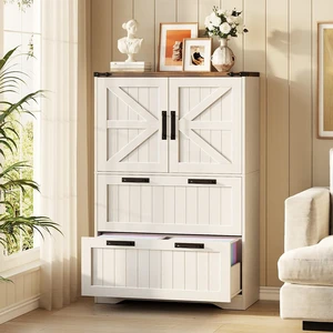 Lateral File Cabinet with 2 Drawers Farmhouse Wood Tall Cabinet with 2 Doors, for Letter/A4/Legal Hanging Files, Home Office Storage, Rustic White Lateral File Cabinet with 2 Drawers Farmhouse Wood Tall Cabinet with 2 Doors, for Letter/A4/Legal Hanging Files, Home Office Storage, Rustic White