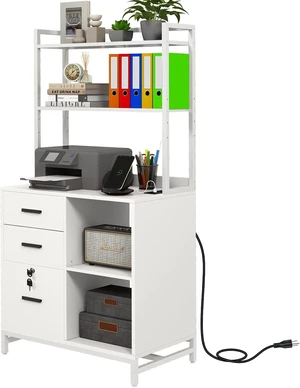 Vertical File Cabinet with Charging Station for Home Office Vertical File Cabinet with Charging Station for Home Office