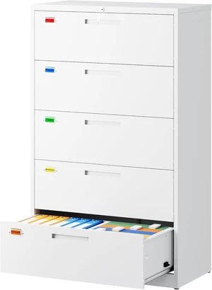 5 Drawer Lateral File Cabinet Home Office Storage Drawers with Lock, Hanging Files Legal/Letter/A4 Size (Assemble Required, White) 5 Drawer Lateral File Cabinet Home Office Storage Drawers with Lock, Hanging Files Legal/Letter/A4 Size (Assemble Required, White)