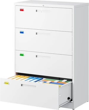 4 Drawer Lateral File Cabinet Home Office Storage Drawers with Lock, Hanging Files Legal/Letter/A4 Size (Assemble Required, White) 4 Drawer Lateral File Cabinet Home Office Storage Drawers with Lock, Hanging Files Legal/Letter/A4 Size (Assemble Required, White)