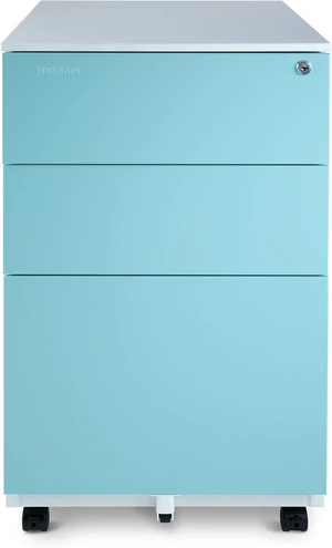 Mobile File Cabinet 3-Drawer Metal with Lock Key Sliding Drawer, White/Aqua Blue, Fully Assembled, Ready to Use Mobile File Cabinet 3-Drawer Metal with Lock Key Sliding Drawer, White/Aqua Blue, Fully Assembled, Ready to Use