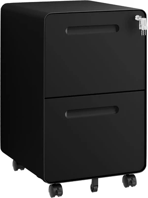 2 Drawer Mobile File Cabinet with Lock & 4 Keys 2 Drawer Mobile File Cabinet with Lock & 4 Keys