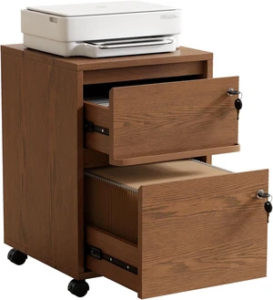 Wheeled Double-Drawer Lockable Mobile Filing Cabinet for Home Offices or Storage Cupboards, Legal/Letter-Sized Files Wheeled Double-Drawer Lockable Mobile Filing Cabinet for Home Offices or Storage Cupboards, Legal/Letter-Sized Files