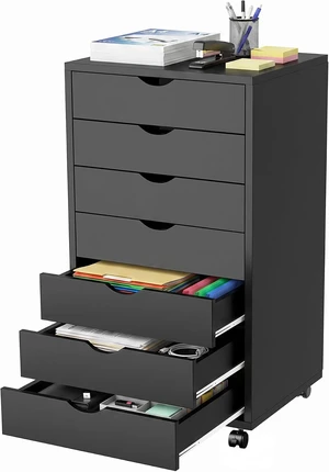 7 Drawer Rolling Office Storage File Cabinet, Black 7 Drawer Rolling Office Storage File Cabinet, Black