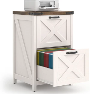 2 Drawer Farmhouse File Cabinet for Home Office, Rustic White 2 Drawer Farmhouse File Cabinet for Home Office, Rustic White