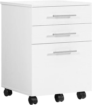3-Drawer Wooden Under Desk File Cabinet Fits A4/Letter Size, Small Rolling Storage Chest & Printer Stand with Drawers, White WW02WJ01G1 3-Drawer Wooden Under Desk File Cabinet Fits A4/Letter Size, Small Rolling Storage Chest & Printer Stand with Drawers, White WW02WJ01G1