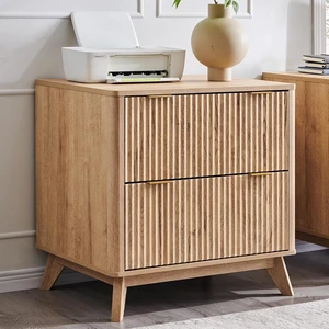 2 Drawer 31.8-Inch Fluted Lateral File Cabinet, Natural Oak 2 Drawer 31.8-Inch Fluted Lateral File Cabinet, Natural Oak