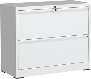 2 Drawer Lateral File Cabinet with Lock for Home Office, White 2 Drawer Lateral File Cabinet with Lock for Home Office, White
