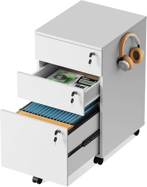 White 3 Drawer Wood File Cabinet with Individual Locks White 3 Drawer Wood File Cabinet with Individual Locks