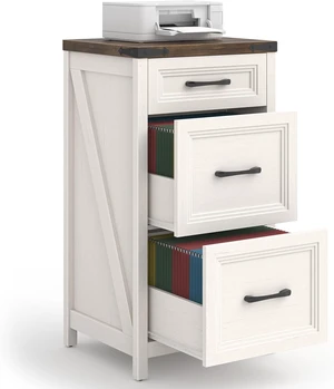3 Drawer Farmhouse Vertical File Cabinet, Rustic White 3 Drawer Farmhouse Vertical File Cabinet, Rustic White