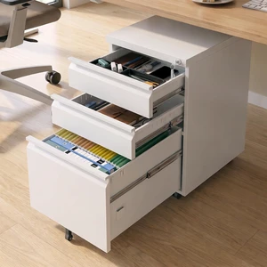 White 3 Drawer Rolling Under Desk File Cabinet with Lock White 3 Drawer Rolling Under Desk File Cabinet with Lock