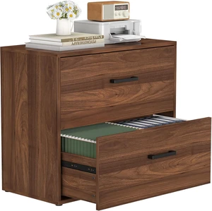 2 Drawer Wood Lateral Filing Cabinets Modern Farmhouse Home Office Cabinet with Drawer & Printer Stand, for Letter, Walnut 2 Drawer Wood Lateral Filing Cabinets Modern Farmhouse Home Office Cabinet with Drawer & Printer Stand, for Letter, Walnut
